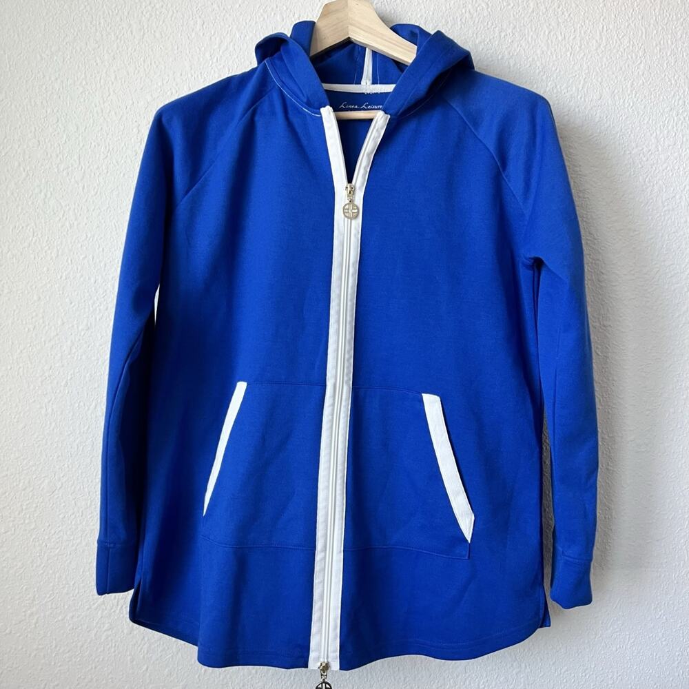 Linea Leisure by Louis Dell'Olio Blue Full Zip Hoodie Jacket Women's XS